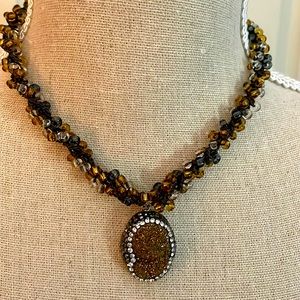 Druzy and crystal necklace
